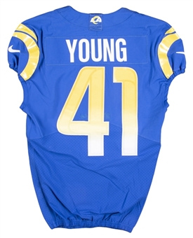 2020-21 Kenny Young Game Used Los Angeles Rams Blue Jersey (Rams COA)